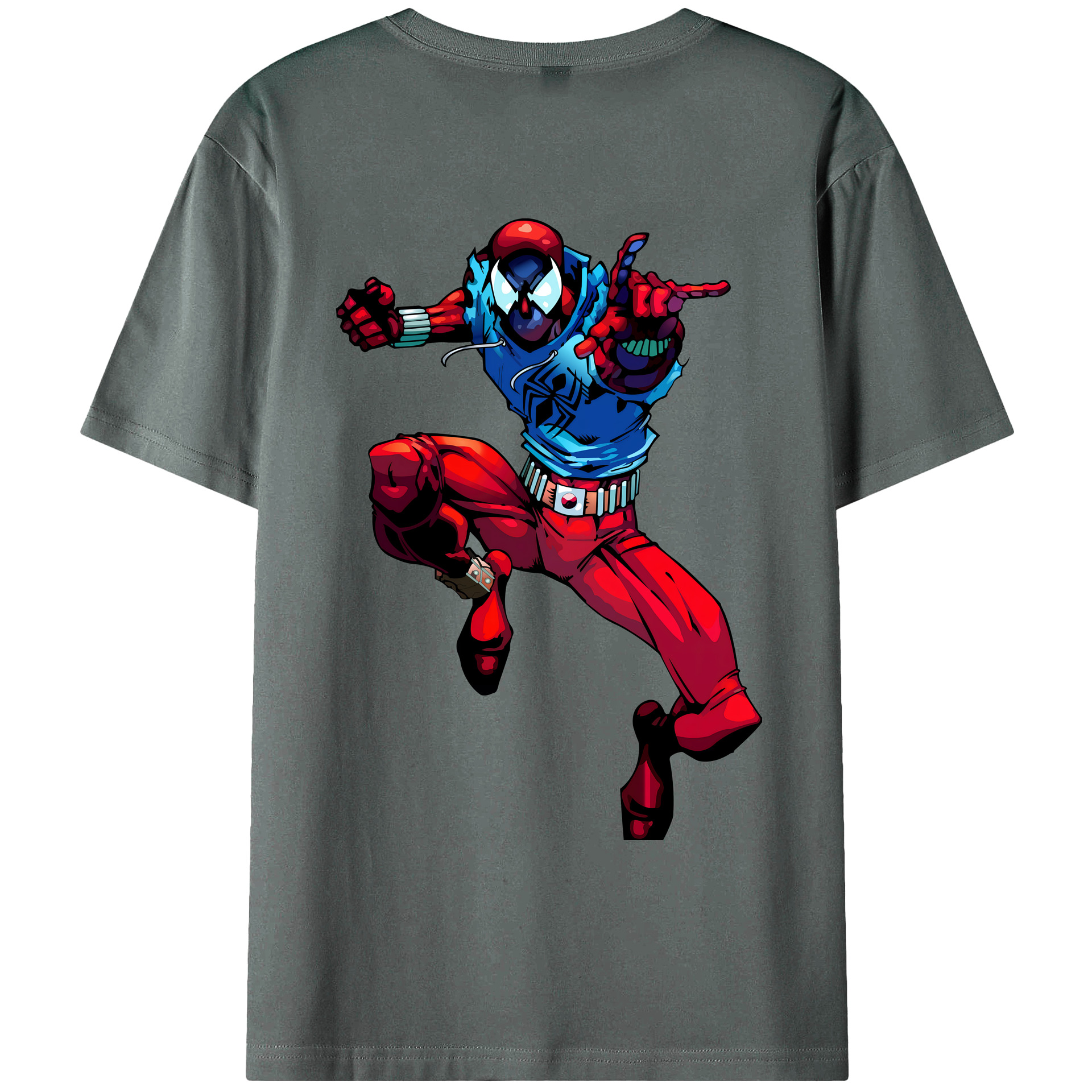 （画像用） Spider Man スパイダーマン 綿100％ メンズ半袖Tシャツ（バックプリント） 通気性